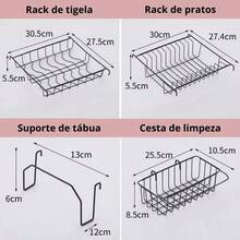 Dish Drainer Dishes Organizer Hanging Sink 65cm - 黑色 - 查看 6