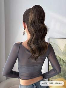16 Inch Short Natural Wave Curly Synthetic Ponytail Hair Extension, Brown Color, Claw Clip Design, Suitable For Girls, Women, Party And Daily Use - Black Brown - View 3