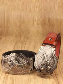 3.7厘米宽复古风格耐用龙腰带，适合情人节/感恩节，礼物