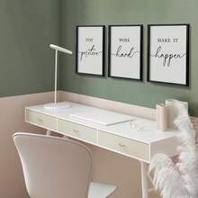 Bộ 3 tranh treo tường không khung, kích thước 11"X14" - Tranh gỗ trang trí văn phòng & phòng ngủ truyền cảm hứng cho nam giới, tranh ảnh với câu nói tích cực về làm việc chăm chỉ để trang trí nhà cửa & phòng khách. - trắng - Xem 4