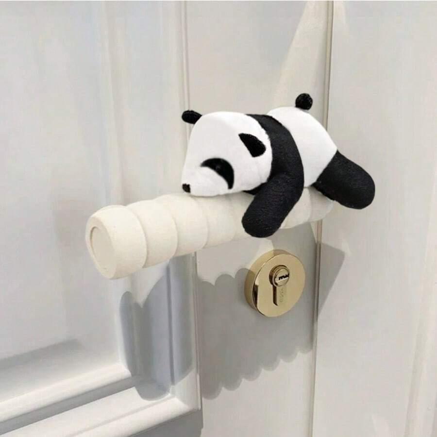 zootime 1pc Baby Room Crawling Panda Door Handle, Simple INS Style Thick Anti-Collision Wall Protector, Static-Free Door Lock Cover, Suitable For Bedroom, Living Room, Nursery, Garden Decor - Multicolor - View 1