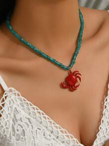 pieza de elegante collar de joyeríbohemia oceánica para mujer, para todas las estaciones, con estrellas de mar de plástico multicolor, conchas artificiales, caracolas, peces pequeños, ca - Multicolor 6 - Ver 2