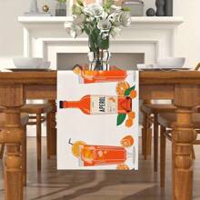 1 件 Aperol Spritz 桌旗 - 充满活力的橙汁设计，带有柑橘片和绿叶，涤纶/亚麻材质，非常适合家庭、厨房、餐厅、节日派对和咖啡桌装饰，节日餐桌装饰 | 柑橘饮料设计 | 耐用桌布，桌旗装饰