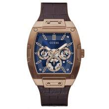 Guess 男士 Tonneau 多功能石英表 GW0202G2 蓝色镂空表盘和弹性表带休闲手表适合日常商务聚会佩戴，是送给父亲男友的生日礼物 - 咖啡棕 - 查看 1