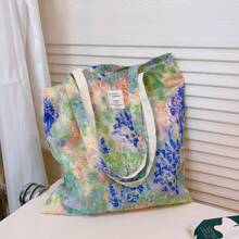 Women Shoulder Bags - 淺藍綠油畫大花 - 查看 5