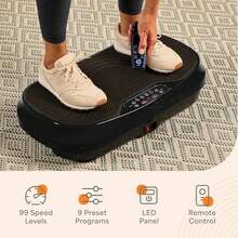 Whole Body Vibration Platform Exercise Machine - Lifepro Waver Mini Vibration Plate - Home & Travel Workout Equipment For Weight Loss, Toning & Wellness - Max User Weight 260lbs - màu đen - Xem 5