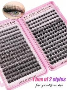 MEM 350pcs Individual False Eyelashes, Eyelash Book, Cluster Eyelash Extensions, DIY Cluster Eyelash Extensions For Home Use - Hitam - View 8