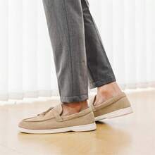 Men's Casual Leather Loafers, New Lightweight Breathable Comfortable Canvas Loafer Shoes