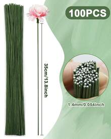 PCS FIVEIZERO 18 Gauge Green Floral Wire Stems Artificial Flower Making,Florist Wire,Flower Wires Crafts,Alambre Para Flores Wreaths, Flower Arrangements And Projects - 棕色 - 查看 9