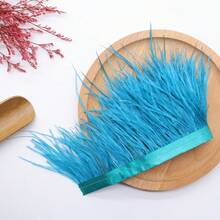 1米/卷 柔软白色人造羽毛边饰丝带 DIY工艺品 嘉年华服装 黑色羽毛 婚纱面料 家居装饰 时尚配饰饰边 | 蓬松质感 8-10厘米宽 - 彩色 - 查看 17