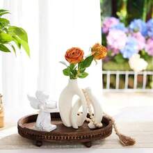 1 Peça Bandeja Redonda de 12 Polegadas, Adequada para Decoração Doméstica - Bandeja de Contas de Madeira - Decoração para Sala de Estar, Mesa de Centro, Cozinha, Mesa de Jantar ou Bandeja de Servir Estilo Fazenda para Organizador de Armazenamento de Mulheres, Essenciais de Viagem, Volta às Aulas, Armazenamento de Dormitório, Decoração de Outono