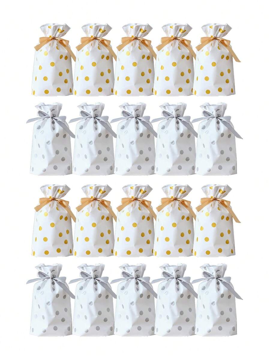 10/20/30pcs Gold Silver Drawstring Gift Bags - Plastic Favor Bags For Candy, Food Storage, Party Supplies (Wedding, Birthday, Christmas) Reusable Gift Pouch(Random Color) - Multicolor - View 1