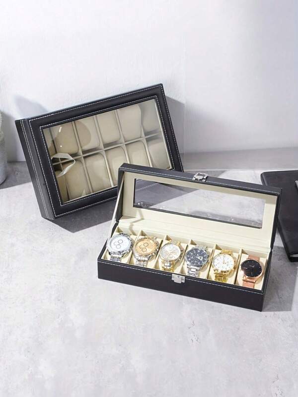 6/3 Slot Watch Storage Box Valentine's Day, Watch Box Storage Organizer Display Box Jewelry Storage Box Valentine's Day, Mother's Day, Large Capacity PU Leather Watch Box, Watch Display Box And Jewelry Storage Box, Simple Watch Storage Box For Men And Women Mechanical Electronic Watch Dustproof Watch Box Multiple Sizes Portable High-End Zipper Design Watch Collection Box Girlfriend Gift
