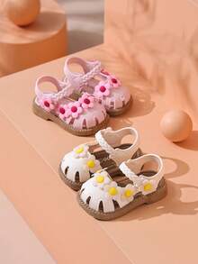 夏季新款儿童凉鞋包头鞋，男童女童幼儿防水防滑软底室内户外时尚婴儿凉鞋 - 粉色 - 查看 4
