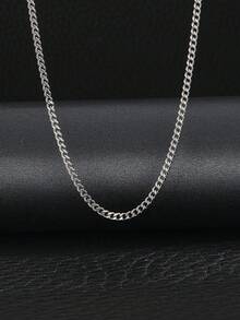 1 件女士男士简约链条项链，适合日常装饰 - 銀色 - 查看 7