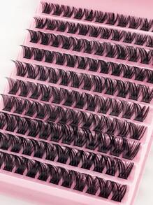 120 件 D 卷蓬松黑色自然外观单根睫毛，适合初学者，柔软舒适的睫毛延长，在家 DIY 假睫毛放大你的眼睛，适合日常外出、旅行、摄影、聚会、婚礼和化妆睫毛簇、睫毛簇、单根睫毛、睫毛、假睫毛 - D - 查看 3