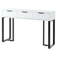 Modern Console Table With Drawers, Gold-Colored Frame, Adjustable Foot Pads And Elegant Handles (White + Gold) - 黑色+白色+中密度纖維板 - 查看 10