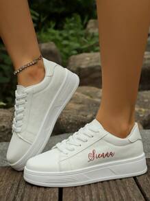 2025 New White Sneakers For Women, Korean Style Versatile Flat Casual Shoes, Student Sports White Shoes