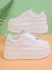 Fall/Winter White Versatile Casual Women's Shoes, Fashion Ladies Platform Sneakers