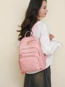 防盗铆钉尼龙背包，女士钱包，多功能时尚日常包，多口袋轻便旅行包，大容量简约背包，便捷背包，适合学生、护士、教师、商务人士、旅行、通勤、购物、办公、约会、徒步、训练、工作，生日礼物、节日礼物，背包 - 彩色 - 查看 11