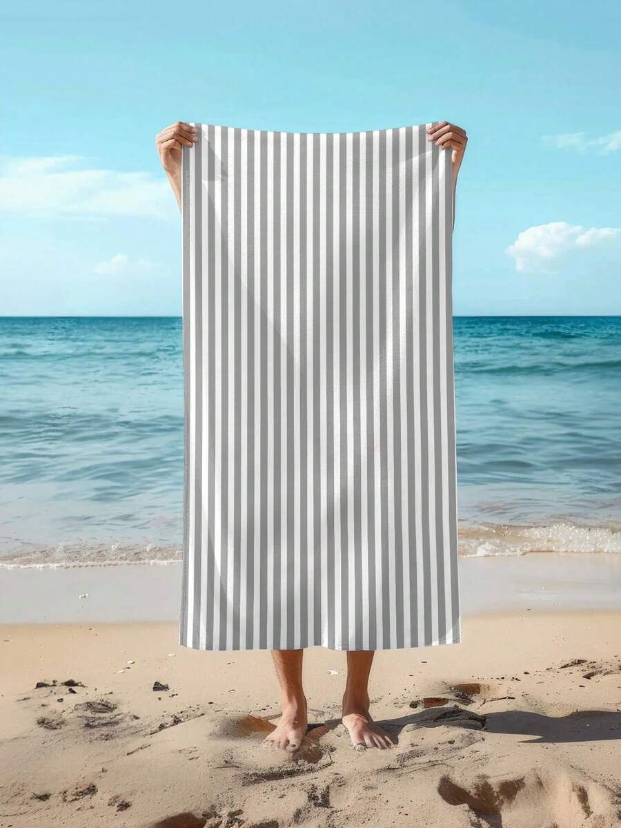 1 件简约时尚彩色条纹沙滩巾，大尺寸，快干高吸水性柔软面料，适合游泳、旅行、海滩、泳池、瑜伽、露营、浴室，男女通用
