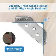 10 Pack Universal de Acero Inoxidable Muebles Conectores de Esquina con 40 Tornillos, NUEVO Actualizado Universal de Acero Inoxidable Muebles Conector de Esquina con Tornillos de ángulo sujetar Conector Muebles Triángulo Estante Soporte Soportes Conector de Esquina para Madera Gabinete Escritorio Cama - Plateado - Ver 5