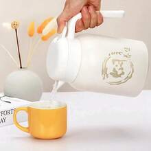 1 Stück 1500ML/50oz isolierter Edelstahl Kaffeekanne, Thermokaraffe mit großer Kapazität, heiße Wasserflasche mit Knopf, geeignet für Zuhause, Wohnheim, Büro, Restaurant, Hotel