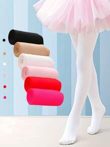 1 Pair Girls Velvet Soft Solid Color Leggings Leggings - Teen Ballet And Casual Wear Leggings, Stretchy And Comfortable, Teen Dance Wear |Smooth Appearance Bottom Pants |Spandex Fabric Pantyhose, Girls Bottom Pants - Multicolor - View 2