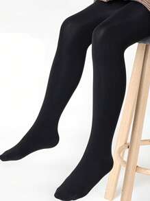 1 Pair Girls Velvet Soft Solid Color Leggings Leggings - Teen Ballet And Casual Wear Leggings, Stretchy And Comfortable, Teen Dance Wear |Smooth Appearance Bottom Pants |Spandex Fabric Pantyhose, Girls Bottom Pants - Multicolor - View 17