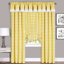 Achim Home Furnishings Buffalo - Cortina de Cuadros para Ventana, Par de bandejas, Blanco/Negro, Tier Pair 58 x 24, 1 - Amarillo y blanco - Ver 1