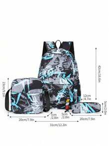 Three Pieces Backpack For Boys And Girls With Lunch Box And Pencil Case, Dustproof Ultra-Light Large Capacity Backpack For Teenagers, Backpack Set, Travel Backpack For Couples, Junior High School Campus