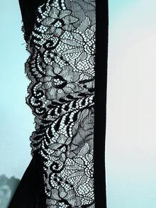 3 pièces/set Culottes grande taille femme en dentelle et patchwork, tissu confortable et respirant - Noir - Voir 5