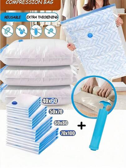 5/1pc Vacuum Storage Bag, Travel Compression Bag, Transparent Compression Bag, Summer Clothes Storage Bag, PVC Waterproof Storage Bag. Anti-Insect And Anti-Mold Storage Bag Suitable For Quilt, Clothes, Household, Clothes, Bedding, Quilt Vacuum Bag, Shoe Storage Bag, Suitable For Summer, Back To School, Gift