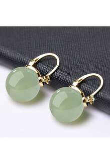 1 Pair Of New Hot-Selling High-End Sterling Silver Ice Earrings, Jade Earrings For Women
