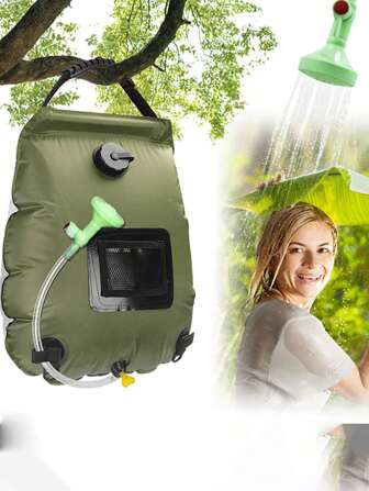 1pc Outdoor Portable Shower Bag, Lightweight Foldable 20L Large Capacity PVC Material Bathing Bag
