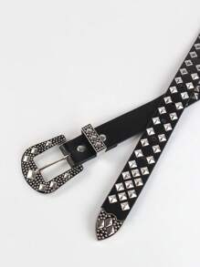 1pc Solid Color Punk Rock Rivet Decor Belt, Suitable For Men, Casual Occasions, Outdoor Activities, Sports, Vacations, Travel, Graduation Ceremonies, Birthdays, Everyday Wear.