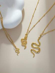 1 件不锈钢蛇形吊坠项链，无限符号蛇形项链，适合日常佩戴