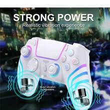 TOPWOLF 蓝牙游戏手柄，支持震动反馈、连发、耳机接口，兼容 PC，电竞 RGB 无线游戏手柄，带呼吸灯，1000mAh 电池，可编程按键，霍尔传感器和 3D 摇杆，P4 游戏手柄 - P4手柄 - 查看 4