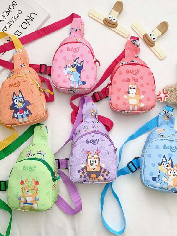 Bluey 1Pc Bluey Crossbody Bag Cute Bluey Family Chest Bag Shoulder Bag Cartoon Light Crossbody Bag Halloween Christmas Gift