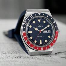 Timex Ceas Timex pentru bărbați cu cuarț, cu trei ace, seria Q, carcasă din oțel inoxidabil/oglindă din sticlă rezistentă la zgârieturi TW2V32100