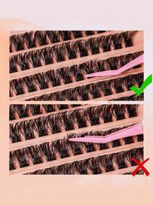 8-16mm Thick Segment Cluster False Eyelashes, Curled, Anime-Inspired, Dense, European & American Style