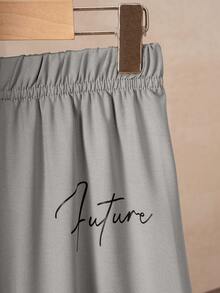 Young Boys' Simple Casual Letter Print Color Block Short Sleeve T-Shirt And Shorts 2pcs/Set - Multicolor - View 9