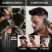 HIENA 专业男士理发器和剃须刀套装，3 件/2 件/1 件可选，USB 充电式无线理发工具，带 LED 显示屏，锂电池，迷你机器，适合初学者理发师和家庭使用，节日馈赠佳品 - 黑色 - 查看 13