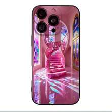Glamorous Pink Staircase With Cosmic Light Reflections For Phone Case -2605 - Black - View 1