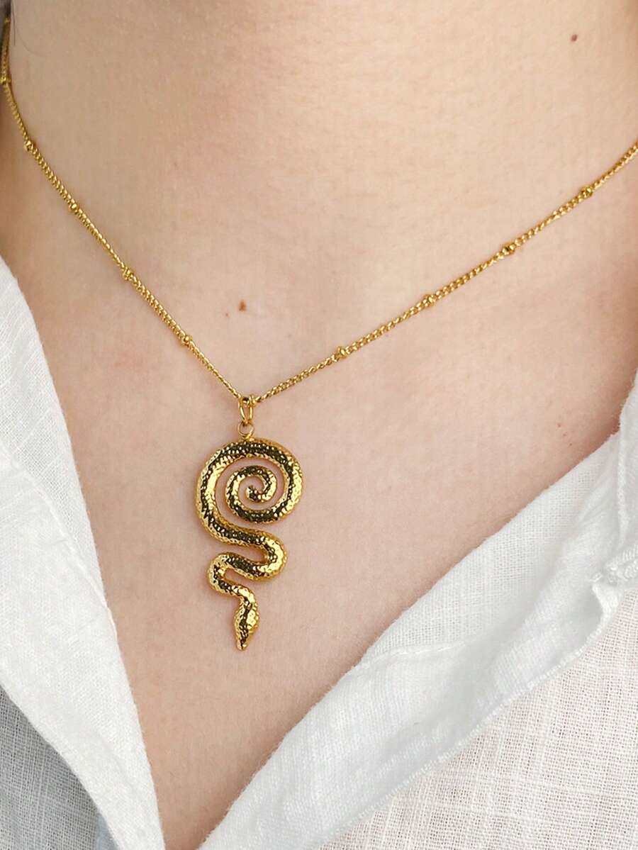 1 件不锈钢蛇形吊坠项链，无限符号蛇形项链，适合日常佩戴