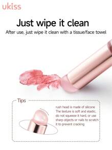 ukiss Silicone Lip Brush , Multi-Purpose Makeup Blending Brush With Lid, Suitable For Even Appliion Of Lipstick Lip Balm Lip Gloss, Soft Silicone Material, Hygienic Convenient And Easy To Clean, Enhances Lip Prink