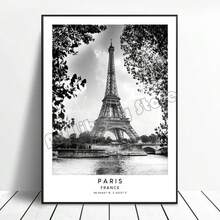 1 minimalistisches Schwarz-Weiß Reiseposter mit Sehenswürdigkeiten aus Paris, London und Rom, Wandbild-Muster, Wohndekoration Geschenk, rahmenlos auf reiner Leinwand - Verschiedenfarbig - Übersicht 48