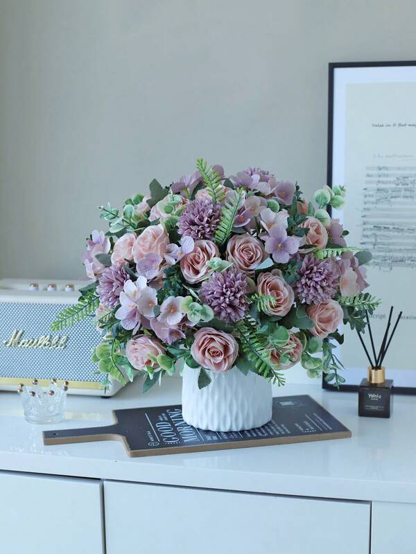 1/3PCS Artificial Flowers Silk Peony Bouquets Fake Roses For Autumn New Year's Decorations Wedding Vase For Home Dining Room Bedroom Decorations, Festival Birthday Party Accessories, Outdoor Garden Decorations