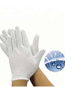 1/2/3/5/10双白色手套，适用于湿疹和干手 - 带衬里的透气工作手套 - 保湿SPA柔软珠宝检查手套 - 弹性贴合布手套，适合大多数女性 - 彩色 - 查看 9