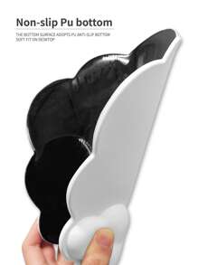 1pc Solid Color Cloud Shaped Premium PU Leather Wrist Rest Mouse Pad, Gaming Mousepad With Non-Slip Silicon Base And Soft Memory Foam Wrist Support, Creative Desk Mat, Relieve Wrist Fatigue - White - View 4